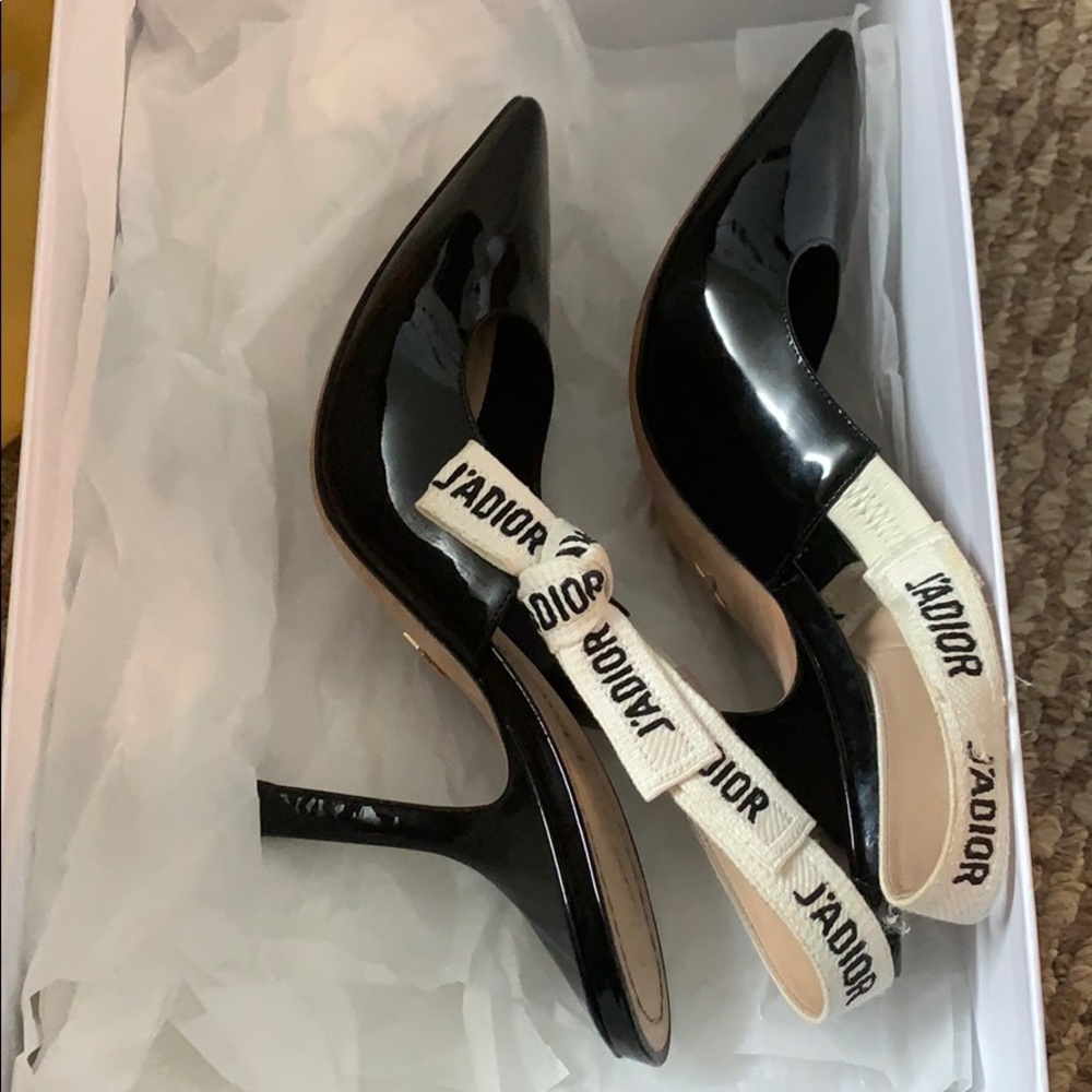 Authentic Dior J’Adior Patent Calf Slingback Pumps